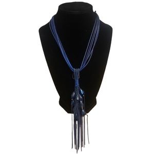 Long Neckline Blue Necklace